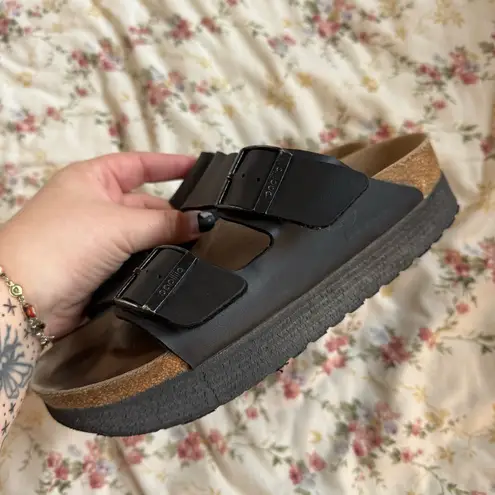 Birkenstock Papillio Arizona Platform Vegan Sandals Black Size 7