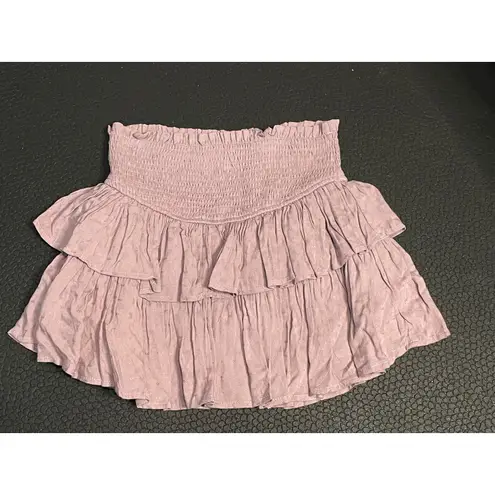 MIOU MUSE Smocked Ruffle Tiered Mini Skirt Lavender Purple Size M Size M