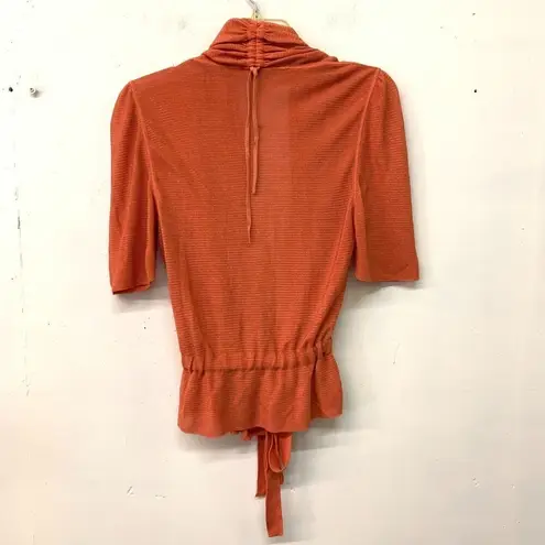 Armani Collezioni Womens Sz 8 Orange Knit Cardigan Bolero Cinched Waist Sweater