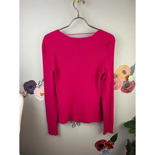 La Rambla Square Neckline Ribbed Knit Sweater