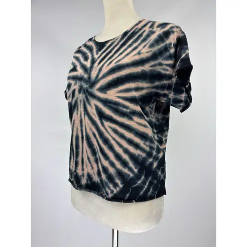 Nation Ltd Terrin Snap Tie Dye T-Shirt Tee Peach Black XS Short Sleeve Snaps