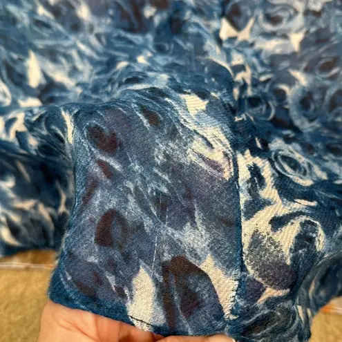 Blue Orange Lightweight Summer Pattern Infinity Boho Scarf Women