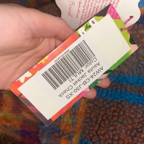 Celiab Assunta Plaid Colorful Check Teddy Jacket New XS Orange