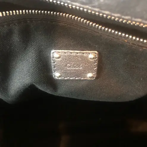 Chloé CHLOE Paddington Bag Silver Leather Tote Padlock Key Crossbody Shoulder Strap