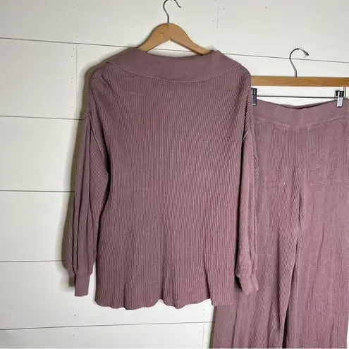 Free People  Beach Henley Picnic Sweater Set In Mauve