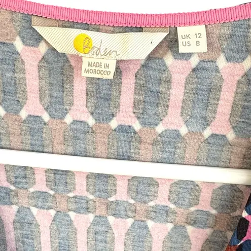 Like New Boden Elodie Geo Print Surplice Wrap Stretch Jersey Top Size 8