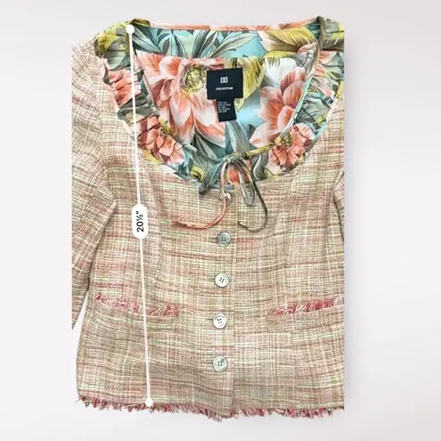 DD Collection Silk Tweed Button Up Blazer Womens Size 4 Floral Fall