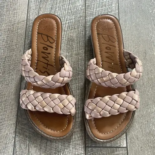 blowfish Pink and Gold Double Strap Braided Sandal Size 6.5