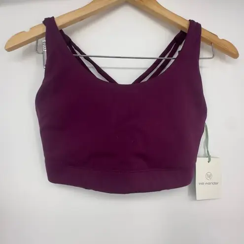 We Wander Flex‎ Stretch June Strappy Scoop Neck Sport Bra Dark Purple Medium