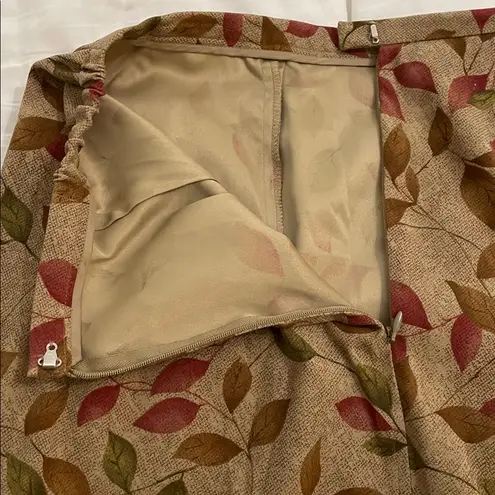 Susan Bristol Brown Fall Leaves Patterned Midi Skirt Womens Size 10