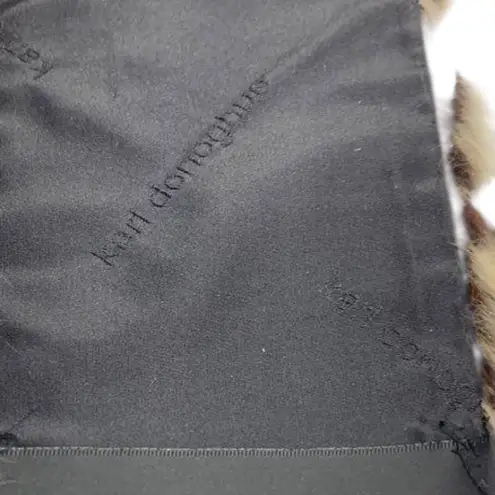 Authentic Karl Donoghue Genuine Fur Scarf Cream chocolate brown striped Black