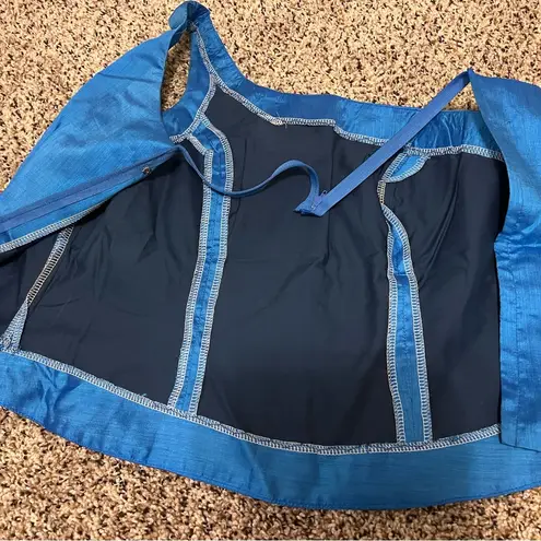 Custom new silk one shoulder tank blouse. Lao Sinh, Thai sinh, Cambodian sarong Blue Size M