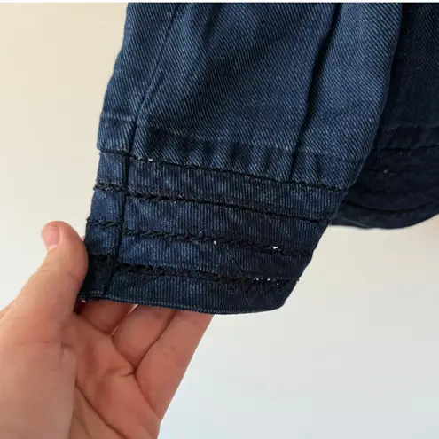 Pilcro Anthropologie Women's The Jade Denim Ruffle-Sleeve Swing Top Size M