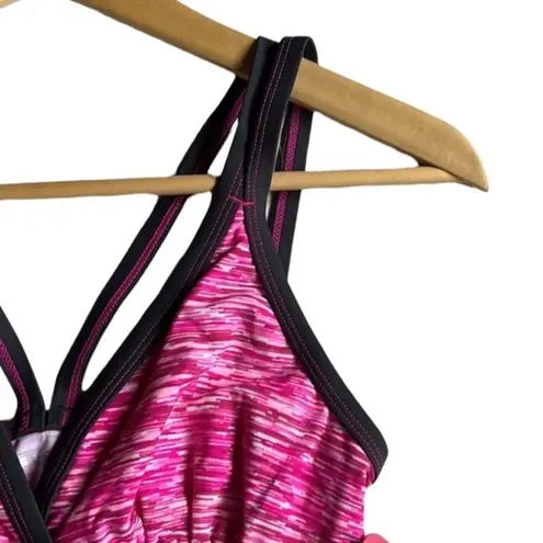 Free Country Melange De Mar Hip Adjustable Side Tankini Top Pink/Dark Gray