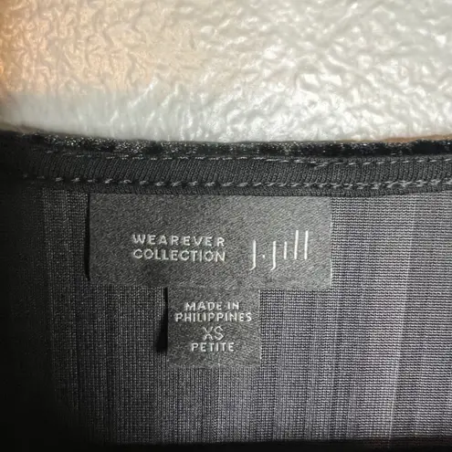 J.Jill ‎ Wearever Collection Ribbed Velvet Top XSP Black Long Sleeve Boxy Classic