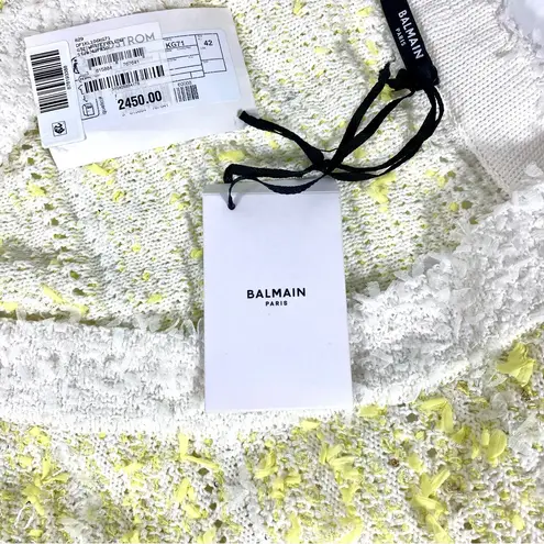 Balmain Yellow and White Tweed Cardigan 42 FR 10 US DF1KL106KG71