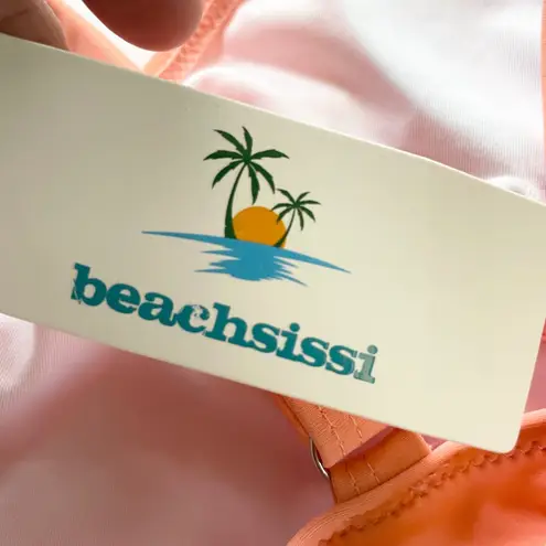 Beachsissi Tankini Swimsuit Floral High Waist Tummy Control Peach Pink M Summer