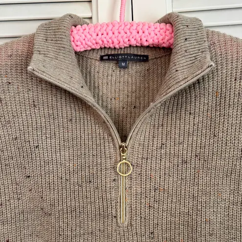 Elliott Lauren Quarter Zip Sweater Tan Size M