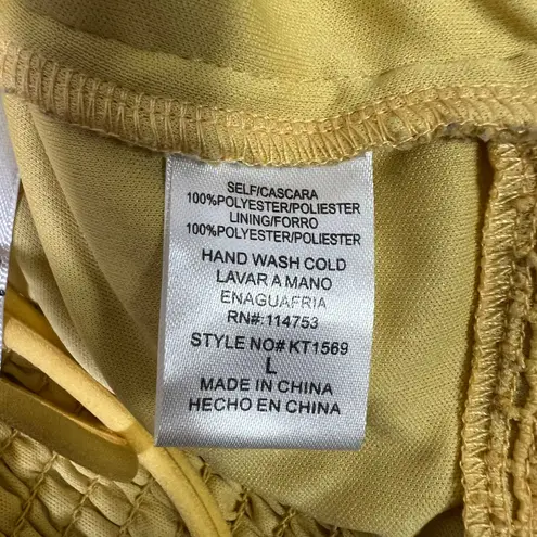 The Clothing Company Crop Top Womens L Mustard Yellow Eyelet Lace Hippie Boho