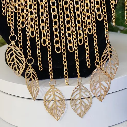 Boho Gold and Blue Fringe Necklace and Earring Set