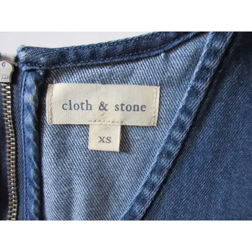 NWoT Cloth & Stone Dark Tencel Denim Fray Hem Asymmetrical Sleeveless Dress XS