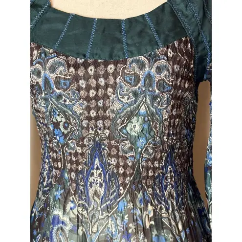 Alberto Makali Shirt Women Small Green Chiffon Paisley Top Vintage Retro Fairy