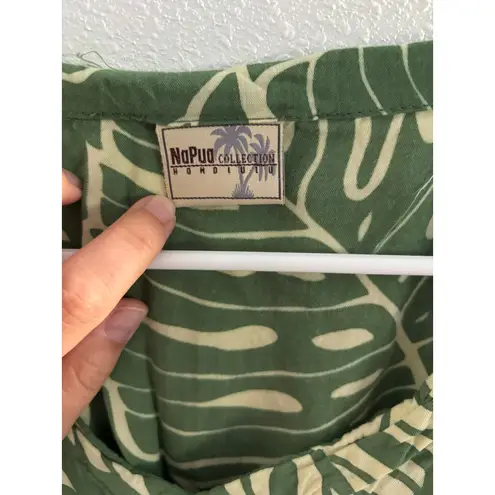 NaPua Swim Coverup Womens Small Green Cream Palm Beach Resort Quiet Luxury