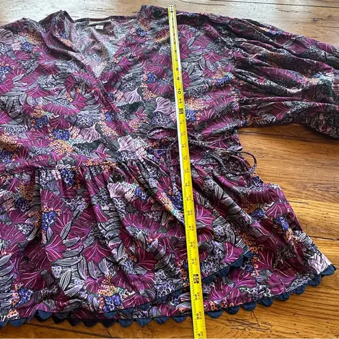 Kika Vargas X Target Wrap Top Coral Reef Puff Sleeve Scalloped Hem 1X Wo… Purple