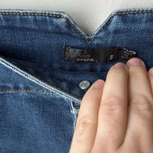 prAna Aubrey Exposed Button Fly High Waist Stretch Pencil Back Slit Denim Skirt