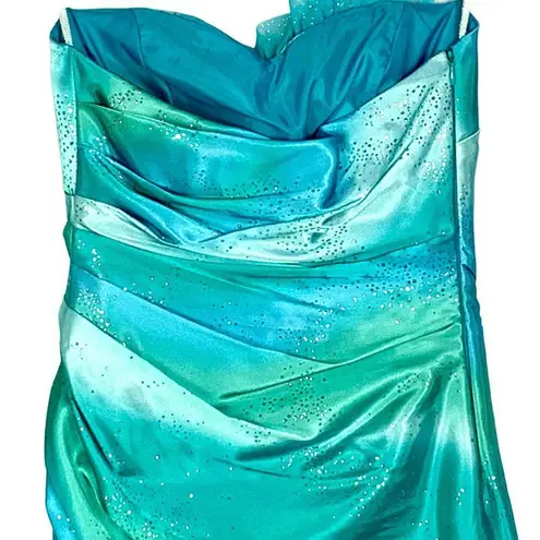 Jump Apparel Strapless Ball Gown Sparkly Prom Dress 3/4 Tulle Turquoise Blue Ruf Size undefined