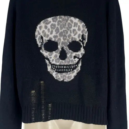 Skull Cashmere 360 Cashmere Raj Cashmere Skull Leopard Crewneck Sweater Black Size S
