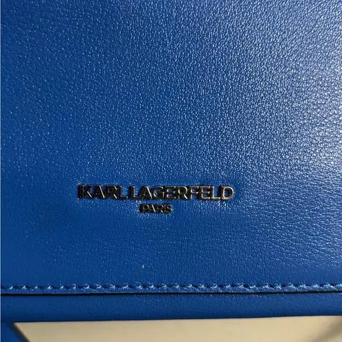 Karl Lagerfeld Paris Lourdes Blue Crossbody Bag with wristlet strap