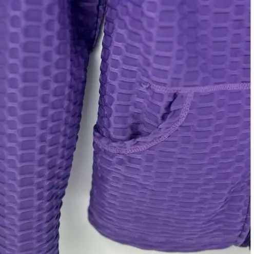 New Mix Women's Purple Textured Full-Zip Hoodie Size S Active Top
