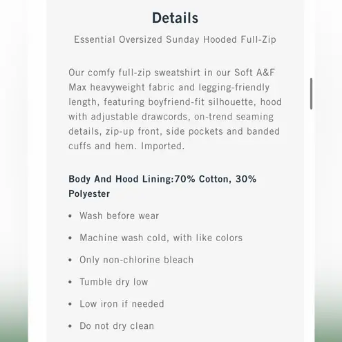 Abercrombie & Fitch  Essential Oversized Sunday Hooded Full-Zip - Image 2