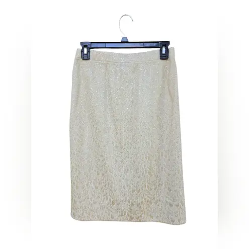 St. John Elegant Cream Blazer And Skirt Set