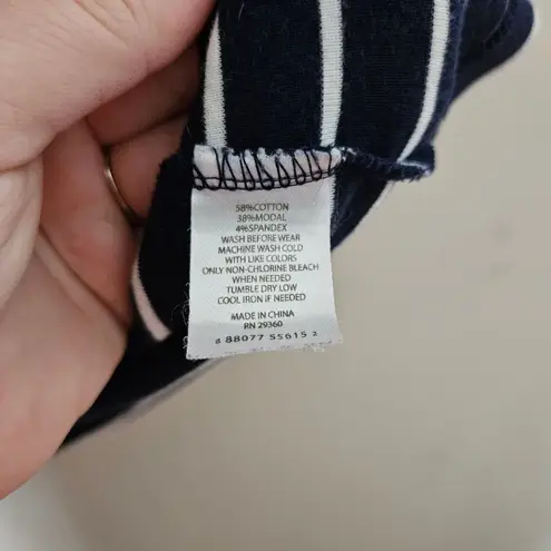 Dip Top Striped Navy White 3/4 Sleeves Crewneck Casual Neutral Comfy Staple Blue Size L