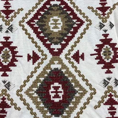 Johnny Was JW Women's Shirt Sz S Heavily Embroidered Ivory Boho Casual Ivory