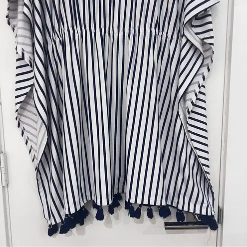 Cabana Life Navy and White Stripped Caftan with Gold Embroidery Size undefined