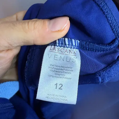 Lascana for Venus Navy Blue Scalloped Underwire Tankini Top Size 12