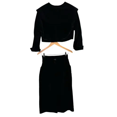 Vintage 60s Black Velvet Crop Jacket and Pencil Skirt Set by Ronbary Classic, XS