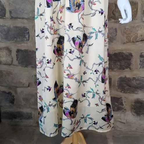 Pink Martini Dress Maxi Woman's Size XS Bird Floral Print Summer Lined Braided