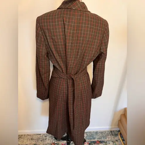 BCBG MAXAZRIA NWT Vintage Plaid Knee Length Belted Coat Size 12