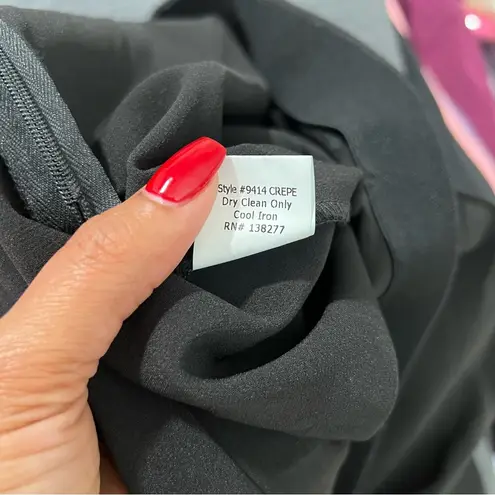 Estelle & Finn Side Zip Seamed Pant Stretch Black Crepe Slim Leg Size 14