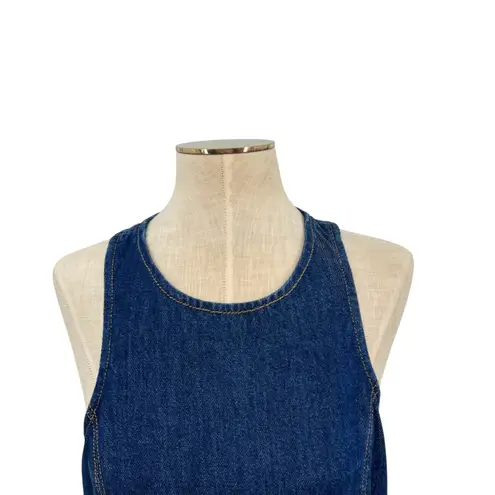 RE/DONE Denim Split-Front Racerback Minidress Dress Blue Size Medium