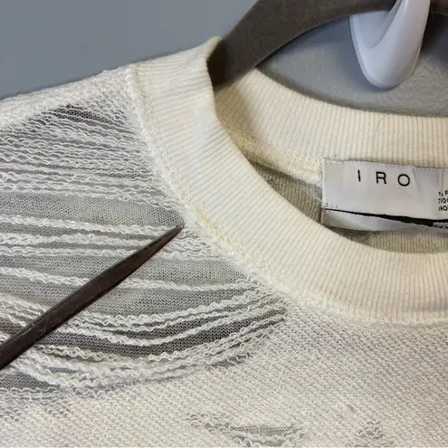 IRO Sweatshirt Cream/White Kismet Shredded Crew Neck Long Sleeve Top Sz XS GUC