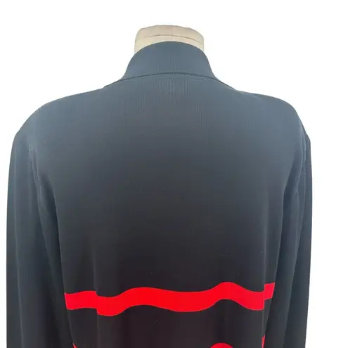 Misook Exclusively Black Red Striped Button Cardigan Sweater Blazer Size Large