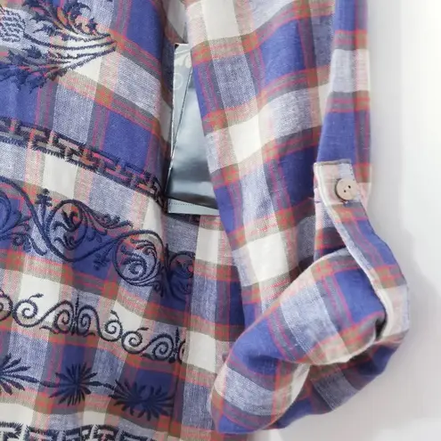 Multiples Multiple Missy Red Fern Linen Blend Embroidery