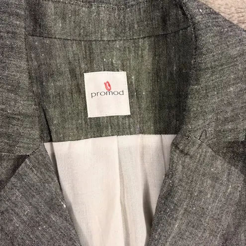 Promod Women's Linen Blazer 12 Gray Business Career Jacket Office Professional