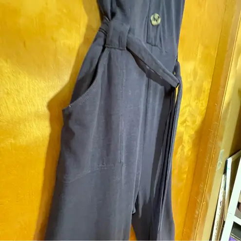 Boden Navy Blue Sleeveless Jumpsuit Womens 6 Tall Belted Wide Leg Pockets Comfy Size undefined