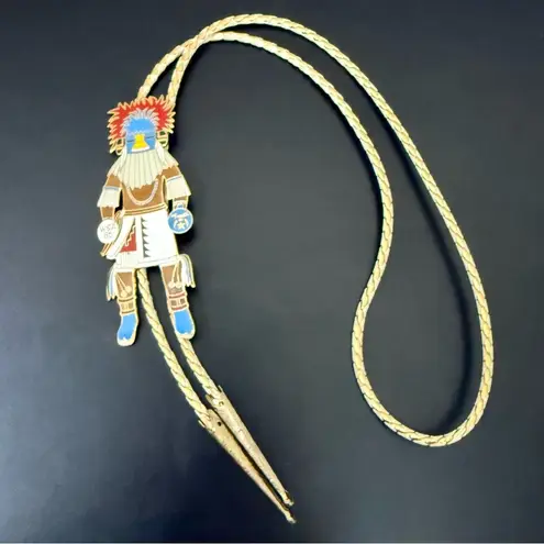 Vintage WSA 85 Babbar 1985 Masonic Kachina Dancer Bolo Tie Tucson Arizona Blue